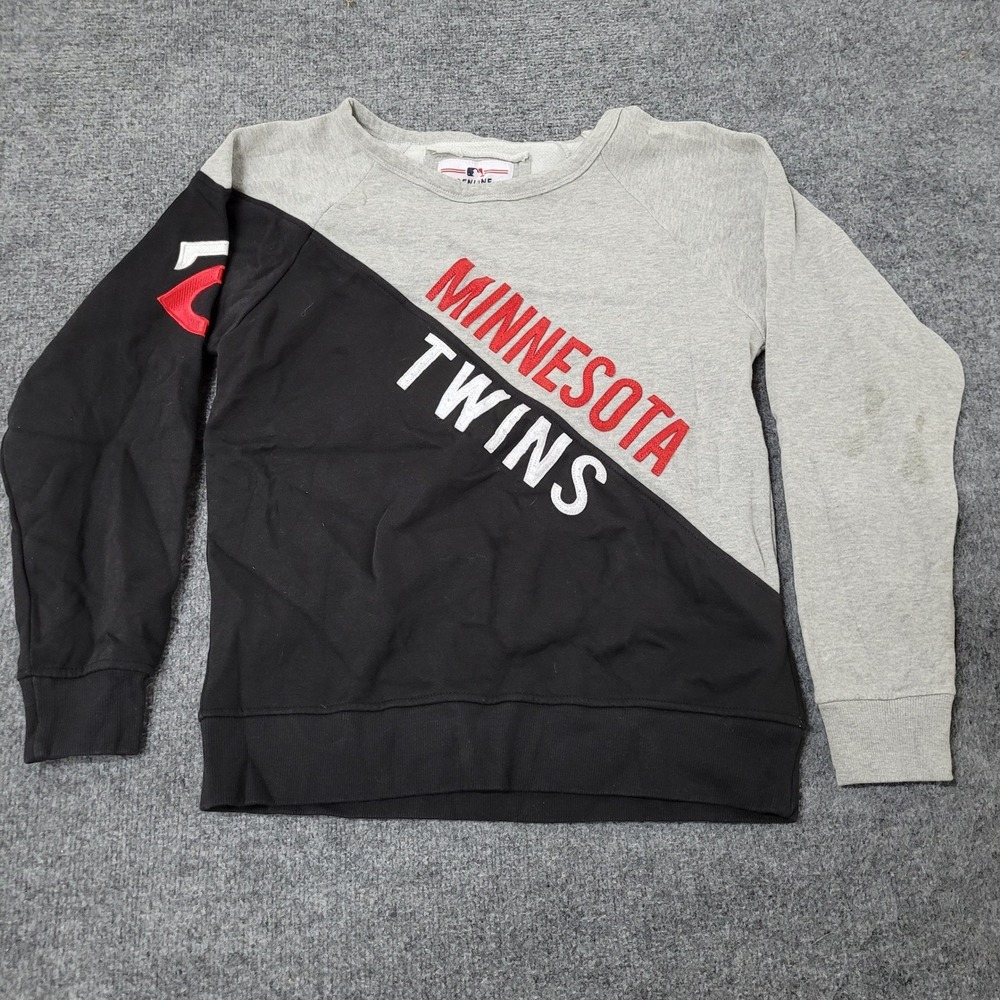 Soft As A Grape Sweatshirt Womens Size L Black Grey Minnesota Twins MLB Fanwear